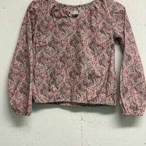 Girls' Pink Paisley Long-Sleeve Blouse